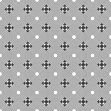 Kusursuz desen. Modern stil dokusu. Düzenli olarak geometrik şekilleri, eşkenar dörtgenleri, elmasları, sekizgenleri, üçgenleri tekrarlıyorlar. Vektör ögesi grafik tasarımı