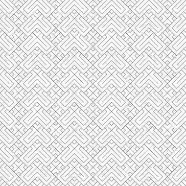 Kusursuz desen. Modern stil dokusu. Düzenli olarak zigzag doğrusal şekilleri, eşkenarlar, haçlar, köşeler tekrarlanıyor. Moda soyut arka plan. Grafiksel tasarımın vektör ögesi