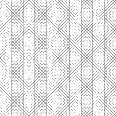 Vektör kusursuz desen. Eşkenar dörtgen şekilleriyle doğrusal arkaplan oluşturan ince çizgilerin kesişmesinden oluşan sonsuz tekrar eden modern geometrik doku. eşkenar dörtgen kafesler