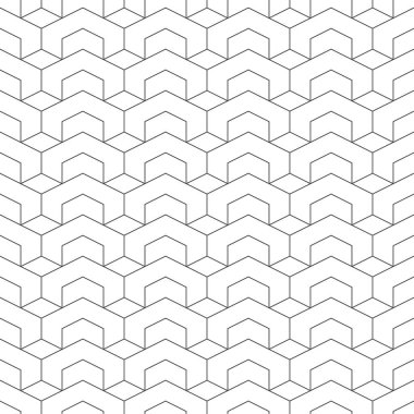 Kusursuz desen. Modern stil geometrik doku. Düzenli olarak tekrarlanan altıgen, eşkenar dörtgen, altıgen şekiller. Soyut doğrusal desenli arka plan. Grafiksel tasarımın vektör ögesi