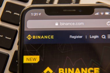 Tula, Rusya Federasyonu - 28 Kasım 2018: Binance bir vade takas piyasasıdır. Kripto para birimi arka plan kavramı. Cryptocurrency Bnb Binance sikke