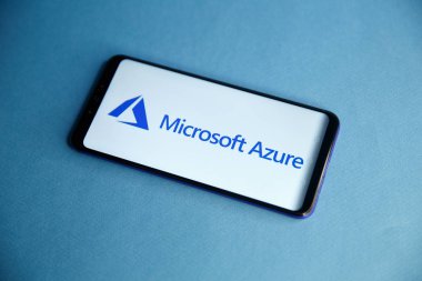 Tula, Rusya - 29 Ocak 2019: modern üzerinde görüntülenen Microsoft Azure logosu
