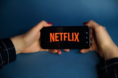 Tula, Rusya - 29 Ocak 2019: Yakından Netflix app simgesi dizüstü bilgisayar ekranında. Netflix Tv olay izlemek için önde gelen uluslararası bir abonelik hizmeti olan bir
