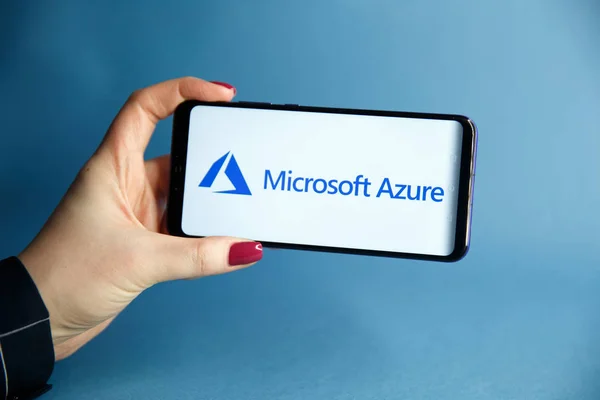 Тула Россия Января 2019 Года Логотип Microsoft Azure Отображается Современном — стоковое фото