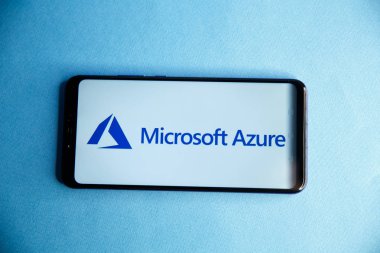 Tula, Rusya - 29 Ocak 2019: modern üzerinde görüntülenen Microsoft Azure logosu