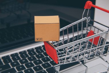 Kasa içi ve üzerinde bir dizüstü online alışveriş arabası bir şeklidir doğrudan bir satıcıdan malları satın, tüketicilerin elektronik ticaret