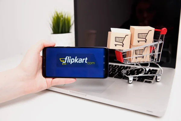 Тула, Россия - 18 февраля 2019 года: Логотип Flipkart показан на современной выставке — стоковое фото