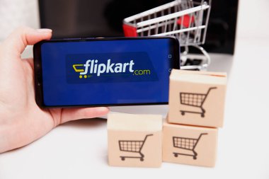Tula, Rusya - 18 Şubat 2019: modern üzerinde görüntülenen Flipkart logosu