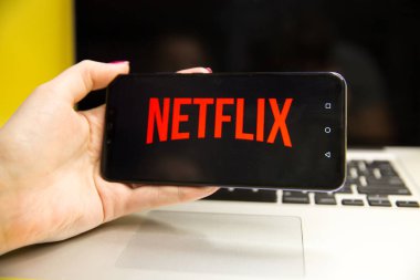 Tula, Rusya - 29 Ocak 2019: Yakından Netflix app simgesi dizüstü bilgisayar ekranında. Netflix Tv olay izlemek için önde gelen uluslararası bir abonelik hizmeti olan bir