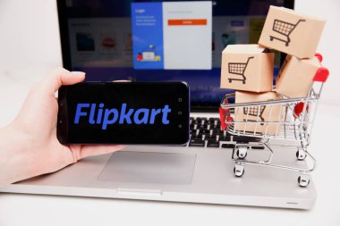 Tula, Rusya - 18 Şubat 2019: modern üzerinde görüntülenen Flipkart logosu