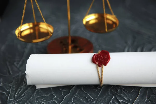 Notary public wax seal on old document. Law office — Stock Photo, Image