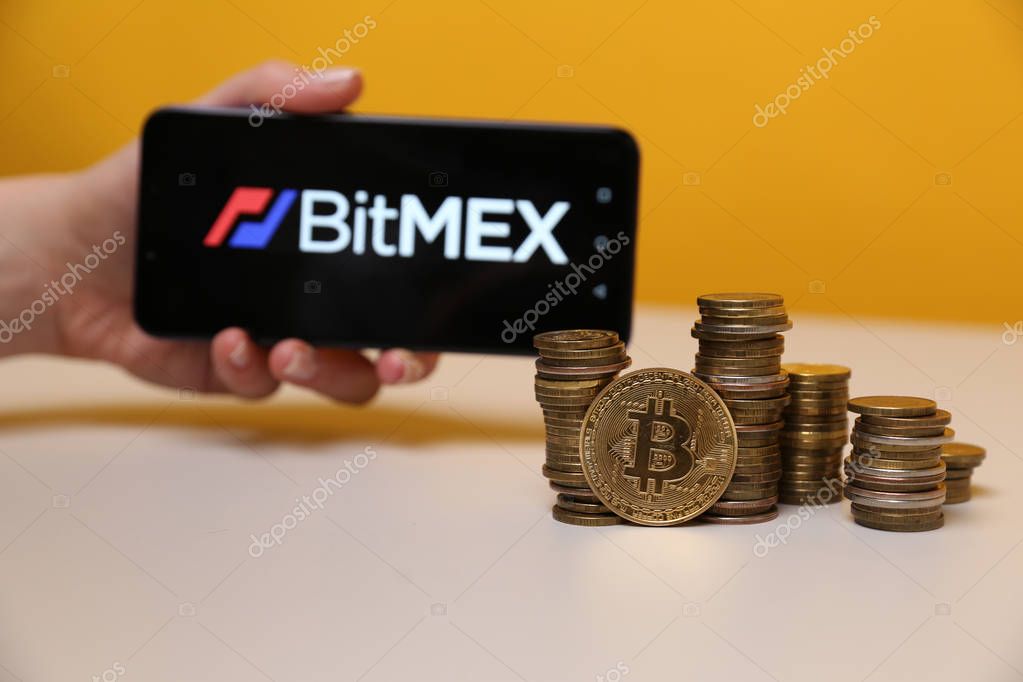 Tula, Russia - May 12 2019: BitMex on the phone display