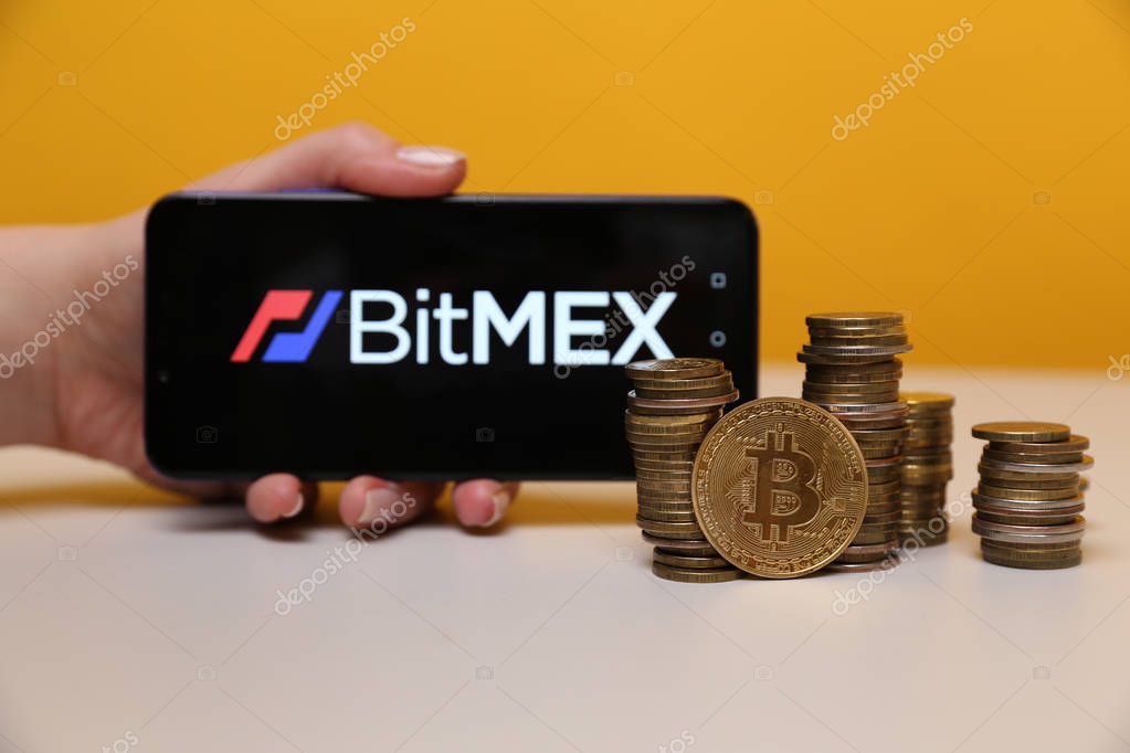 Tula, Russia - May 12 2019: BitMex on the phone display