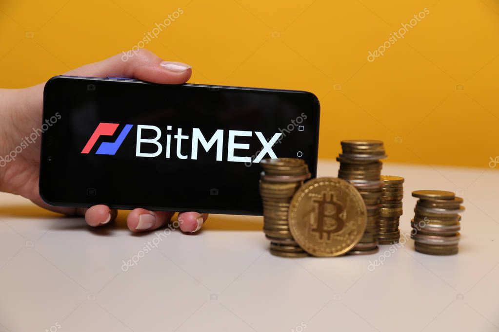 Tula, Russia - May 12 2019: BitMex on the phone display