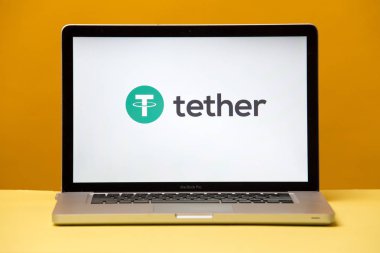 Tula, Rusya 17. 06 2019 dizüstü bilgisayar ekranında tether.
