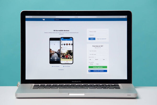 Tula, Russia 17. 06 2019 Vk on the laptop display.