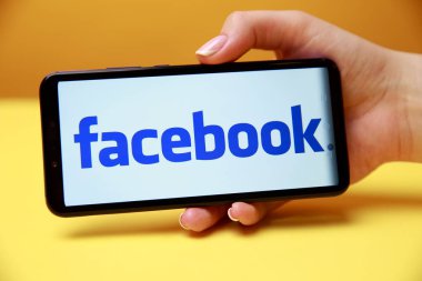 Tula, Rusya 17. 06 2019 Facebook telefon ekranında.