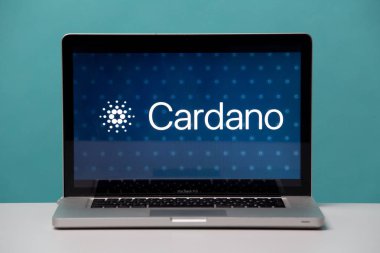 Tula, Rusya 17. 06 2019 Cardano dizüstü bilgisayar ekranında.