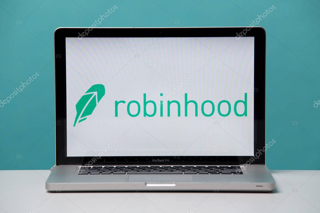 Tula, Russia 17. 06 2019 robinhood on the laptop display