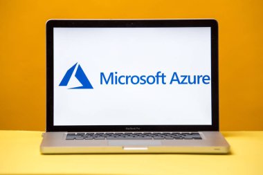 Tula, Rusya 17. 06 2019 Microsoft Azure dizüstü bilgisayar ekranında.