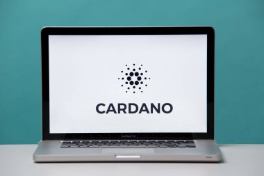 Tula, Rusya 17. 06 2019 Cardano dizüstü bilgisayar ekranında.
