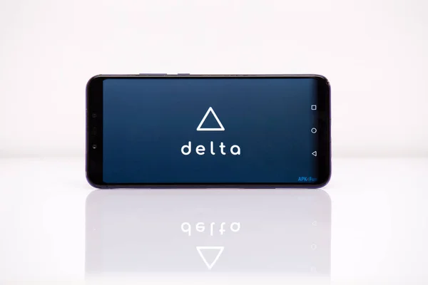 Tula 2.08.2019 Delta a telefon kijelzőján. — Stock Fotó