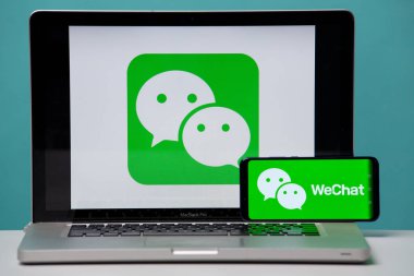 Tula, Rusya 17. 06. 2019 Wechat dizüstü ekranda.