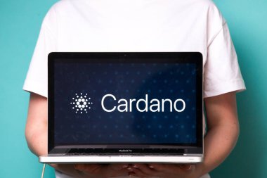 Tula, Rusya 17. 06. 2019 Cardano dizüstü bilgisayar ekranında.