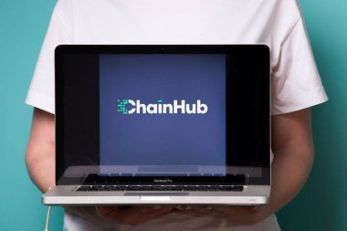 Tula, Rusya 17. 06. 2019 Chainhub dizüstü bilgisayar ekranında.