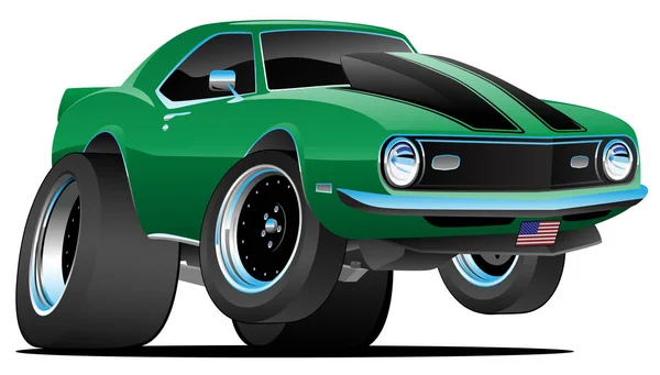 Estilo Clásico Los Años Sesenta American Muscle Car Cartoon Vector — Vector de stock