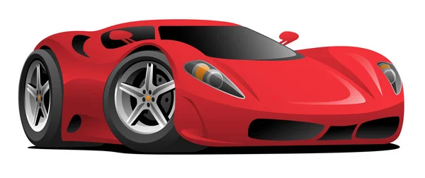 Rojo Caliente Estilo Europeo Deportes Coche Dibujos Animados Vector Ilustración — Archivo Imágenes Vectoriales