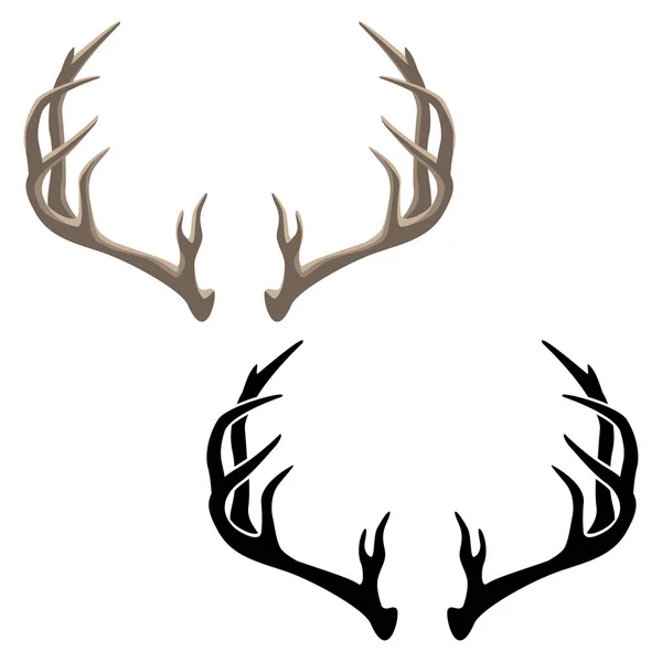 Antler Vector Illustration Both Color Black Line Art — Stock Vector