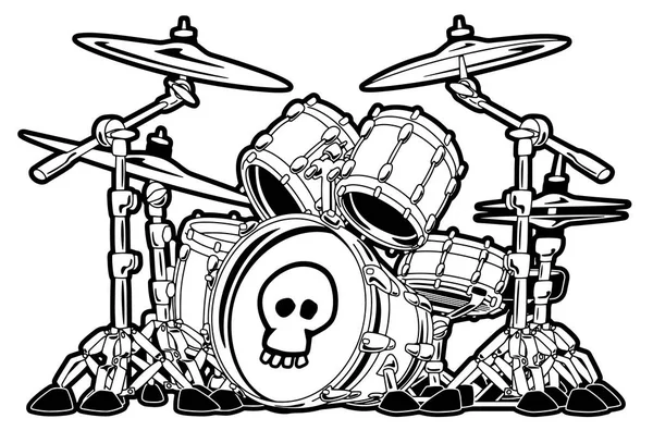 Rock Drum Set Cartoon Vector Ilustração — Vetor de Stock