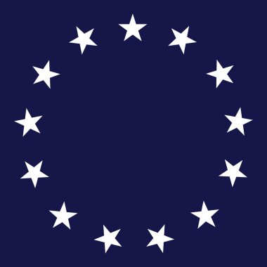 Mükemmel daire mavi alan vektör çizim üzerinde 13 beyaz yıldız