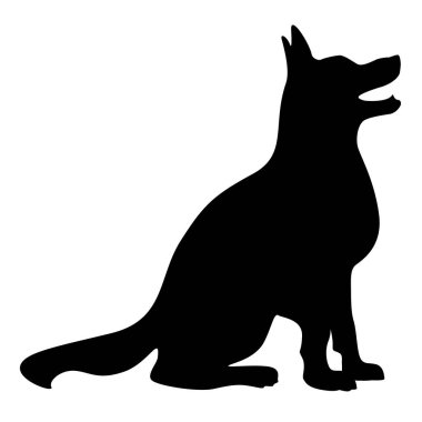Köpek siluet vektör ararken illüstrasyon, keskin temiz hatları, itaatkâr sevimli Evcil hayvan, oturma,