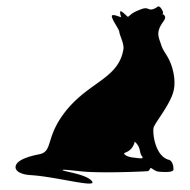 Kedi siluet vektör ararken illüstrasyon, keskin temiz hatları, itaatkâr sevimli Evcil hayvan, oturma,