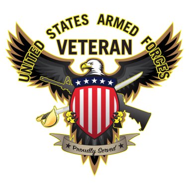 Amerika Birleşik Devletleri silahlı kuvvetleri gazisi gururla kel kartal vektör çizim hizmet