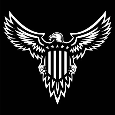 Vatansever American Eagle vektör çizim, kanatlar yaymak, kalkan Holding