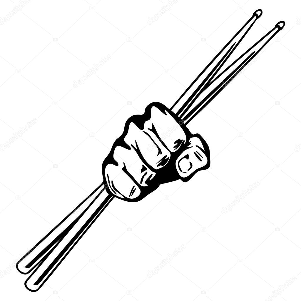 Drum Sticks Fist Punch Vector Illustration