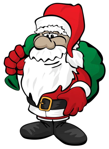 Linda Navidad Santa Claus Con Juguete Saco Dibujos Animados Vector — Vector de stock