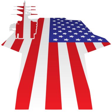 Uçak gemisi uçuş güvertesi Amerikan bayrağı vektör çizim