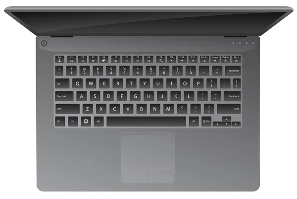 Ноутбук Компьютер Вид Сверху Вниз Клавиатура Реалистичная Векторная Иллюстрация — стоковый вектор