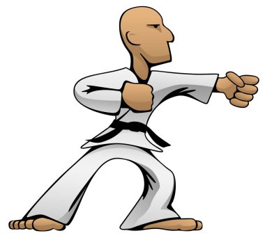 Dövüş sanatları Karate çocuk çizgi film vektör rengi çizim