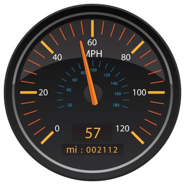Saat hız göstergesi kilometre sayacı Otomotiv Pano başına mil mil vektör çizim ölçmek