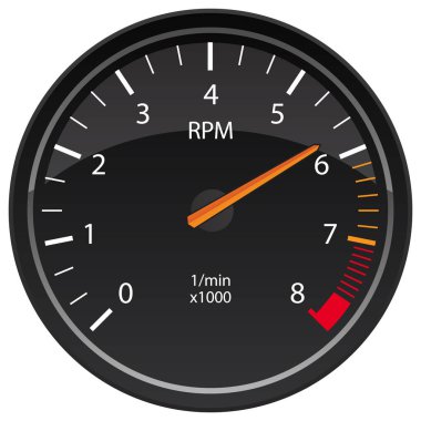 RPM Tachometer Automotive Dashboard Gauge Vector Illustration clipart