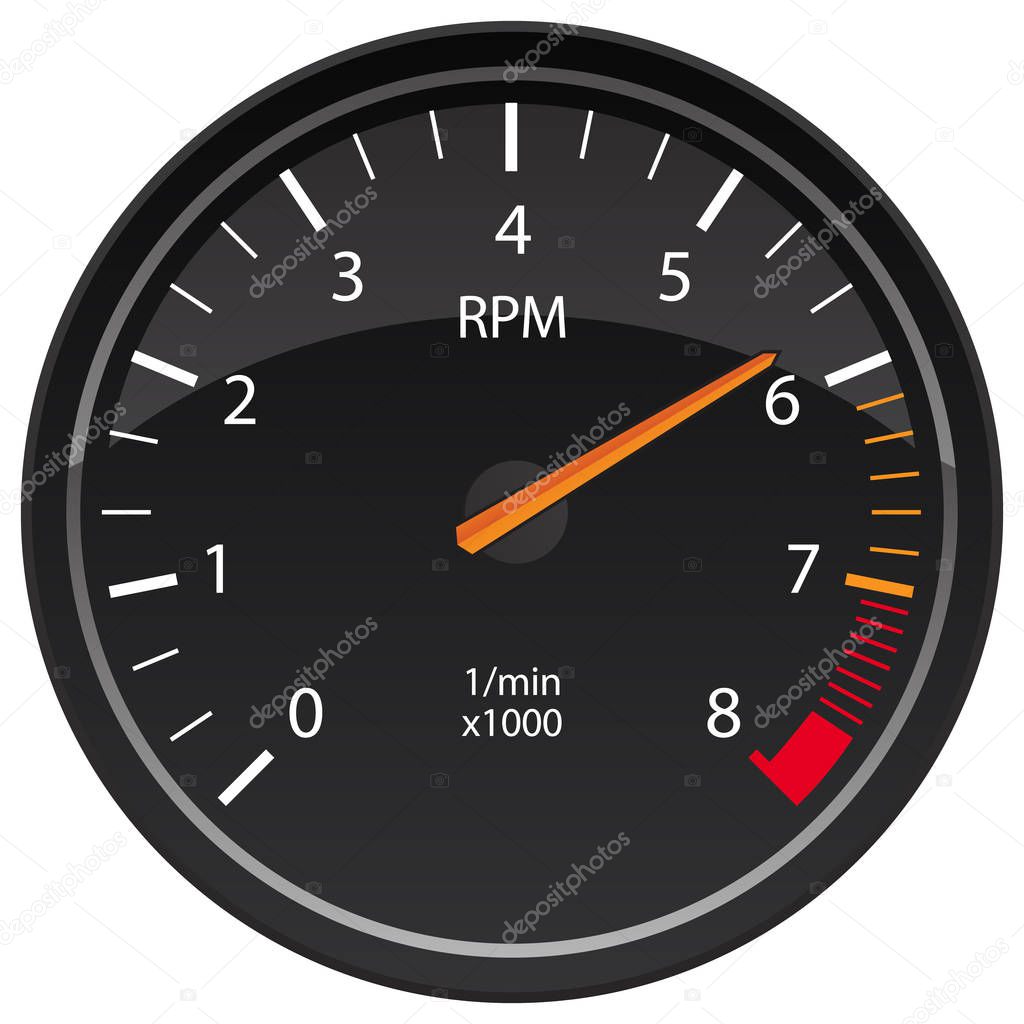 RPM Tachometer Automotive Dashboard Gauge Vector Illustration