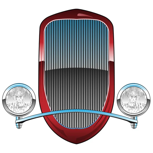 Grill Voiture Tige Chaude Style 1930 Avec Phares Illustration Vectorielle — Image vectorielle