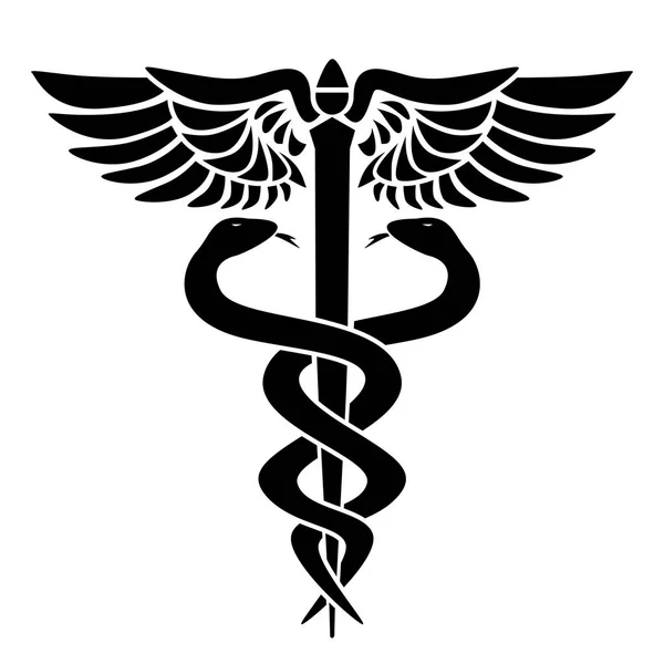 İki yılan, personel ve kanatları, vektör çizim ile caduceus tıbbi sembolü