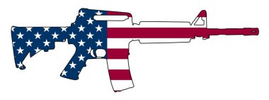 Amerikan bayrağı silah yarı otomatik tüfek izole vektör çizim