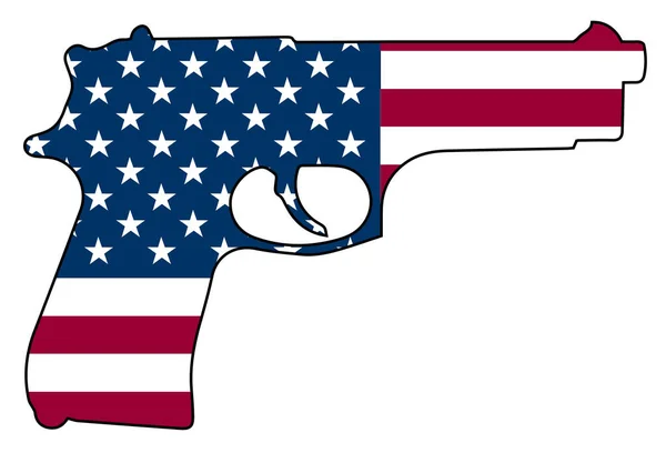 Pistola Bandeira Americana Pistola Automática Handgun Isolado Vector Ilustração —  Vetores de Stock